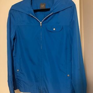 Armani Exchange bright blue light weight jacket with hood